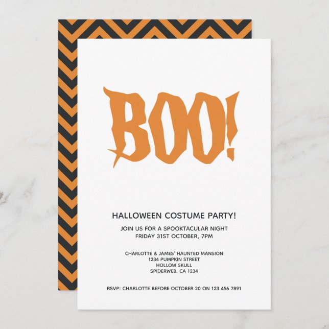 Invitation Halloween Party Boo Personnalisé Spooktacular (Devant / Derrière)