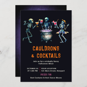Invitation Halloween Party Cauldron Cocktail Mixer Funny Dark