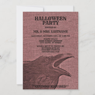 Invitation Halloween Party Craw framboise rouge Éffrayant