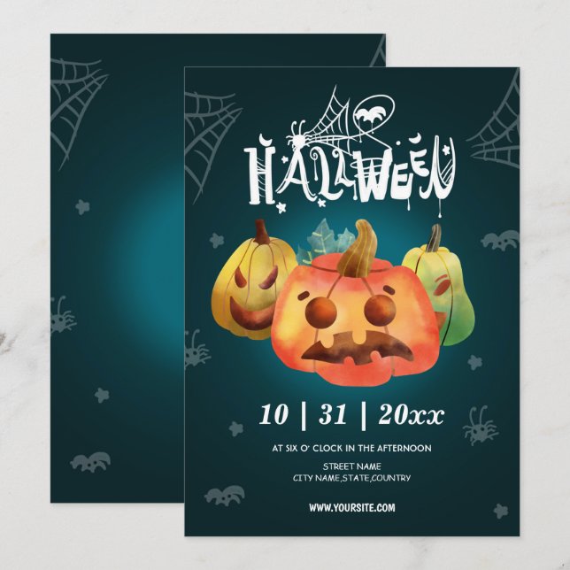 Invitation Halloween Party, événement (Devant / Derrière)