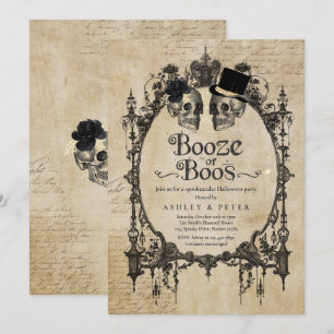 Invitation Halloween Party gothique Booze ou Boos pour adulte