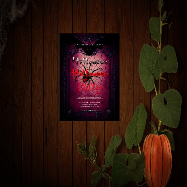 Invitation Halloween Party gothique L'araignée du web (Créateur téléchargé)