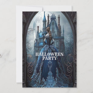 Invitation Halloween Party Haunted Maison Bleue Nuit Effrayan