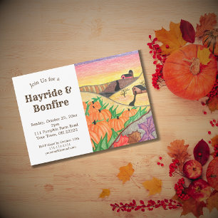 Invitation Halloween Party Hayride Automne Folk Art Dessin