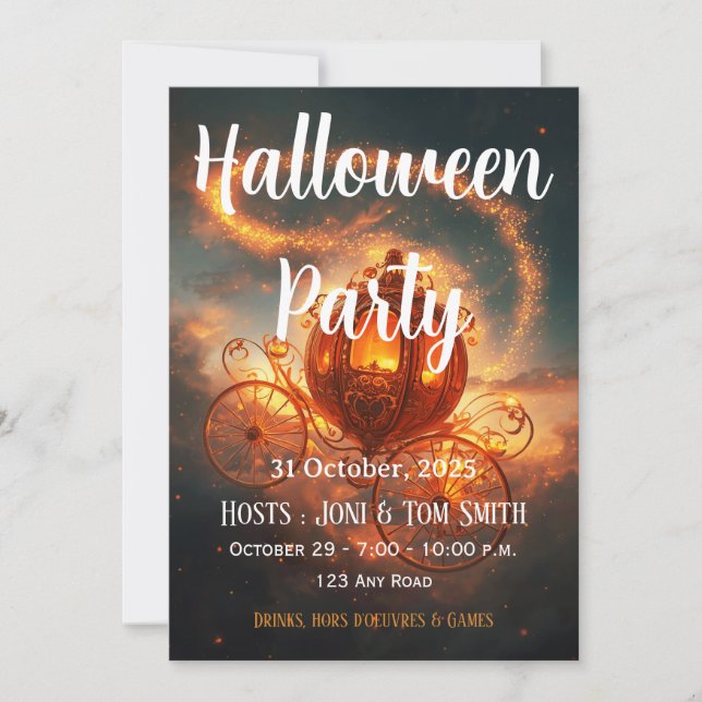 Invitation Halloween Party Invite | Elegant Pumpkin Card (Devant)