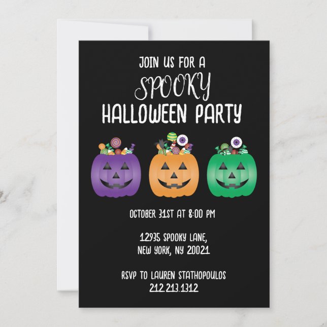 Invitation Halloween Party Jack-o'-lantern Candy Pail (Devant)