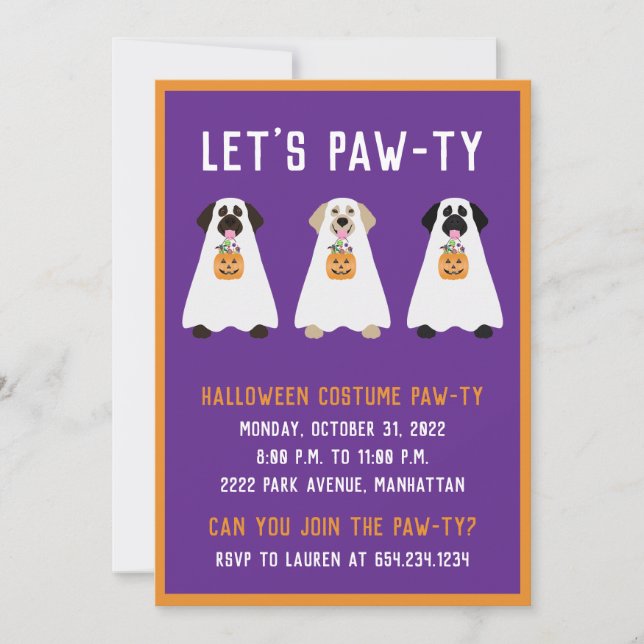 Invitation Halloween Party Labrador Retriever Ghost Dogs (Devant)