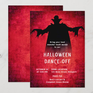 Invitation Halloween Party Monster Danse Dracula Rouge Noir
