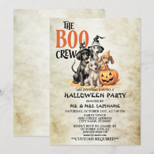 Invitation Halloween Party Scary Boo Chiens Crew Éffrayant