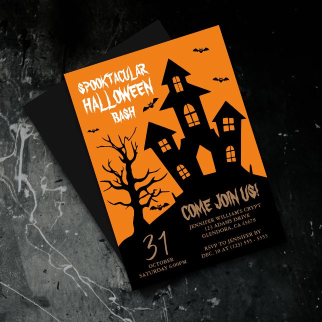 Invitation Halloween Party Spooktacular Haunular Maison (Elevate your upcoming event with this spooky and captivatingly designed Halloween invitation!)