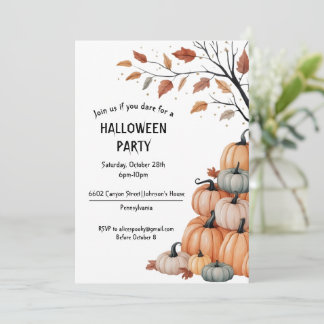 Invitation Halloween Party With Otoñal Pumpkin