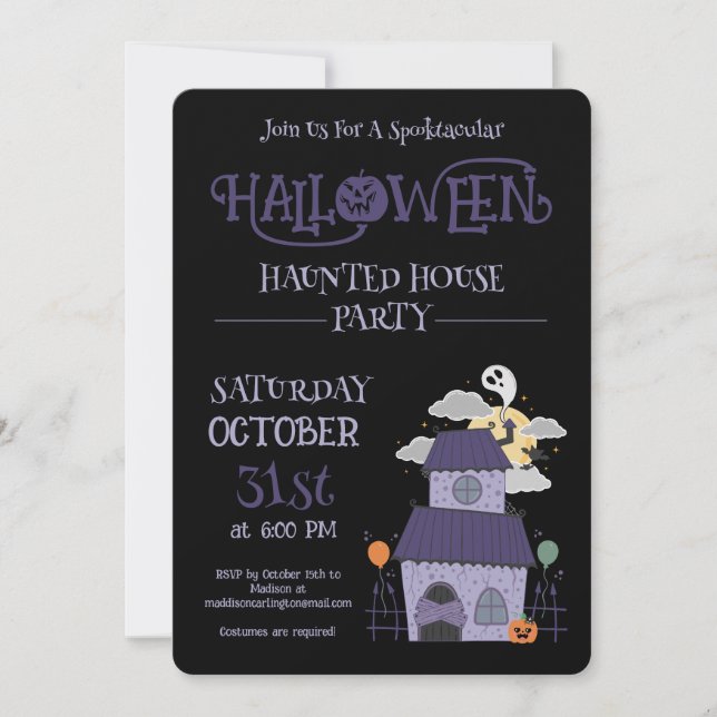 Invitation Halloween Pastel Goth Haunted House Party (Devant)