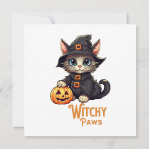 Invitation Halloween pattes de cuisine de chat