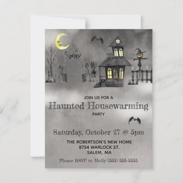 Invitation Halloween, Pendaison de Crémaillère de Maison Hant (Devant)