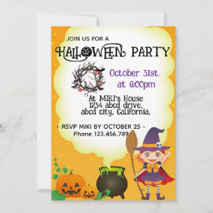 Invitation Halloween personnalisé mignonne Whimsical Funny Or