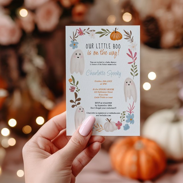 Invitation Halloween petit garçon Ghosts baby shower (Halloween little boo Ghosts boy baby shower Invitation)
