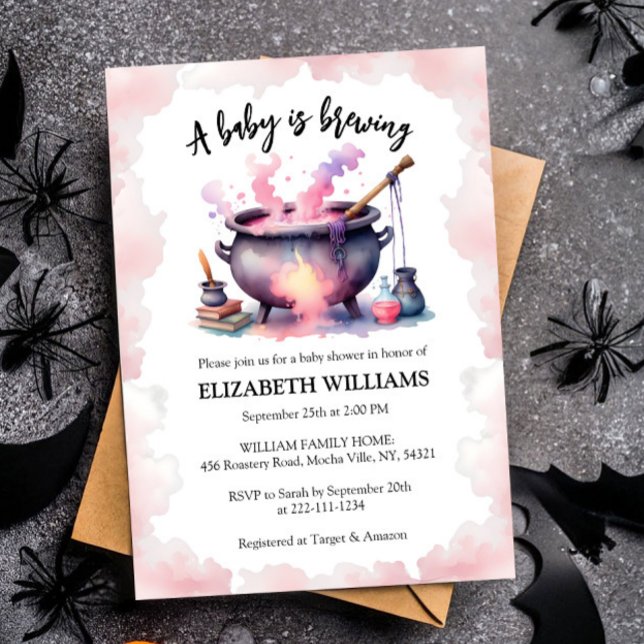 Invitation Halloween Pink Baby brasse le Baby shower (Créateur téléchargé)