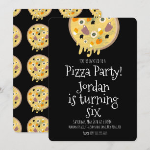 Invitation Halloween Pizza Party Topings bruts Anniversaire