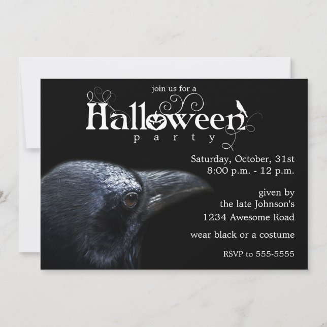 Invitation Halloween Raven (Devant)