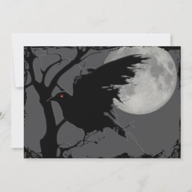 Invitation Halloween Raven dans la branche avec la Pleine (Devant)