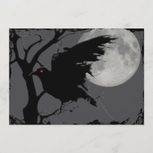 Invitation Halloween Raven dans la branche avec la Pleine