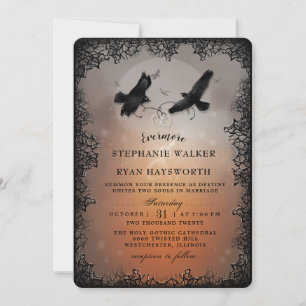 Invitation Halloween Ravens & Hearts Wed Réception sur le dos