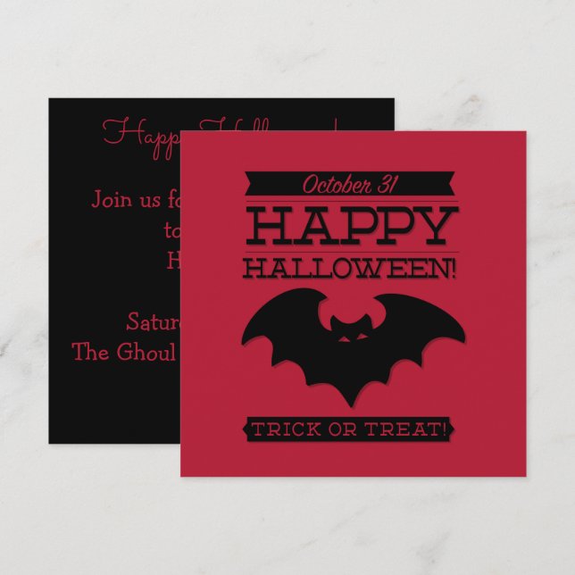 Invitation Halloween rétro typographique (Devant / Derrière)