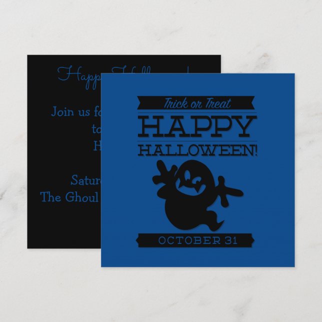 Invitation Halloween rétro typographique (Devant / Derrière)