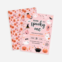 Halloween rose et orange 1er anniversaire Invitati