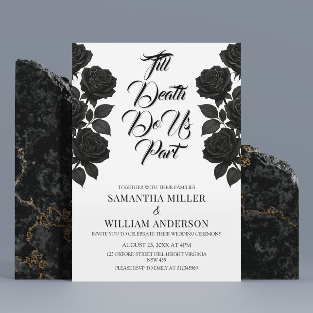 Invitation Halloween Rose noir Mariage gothique (Créateur téléchargé)