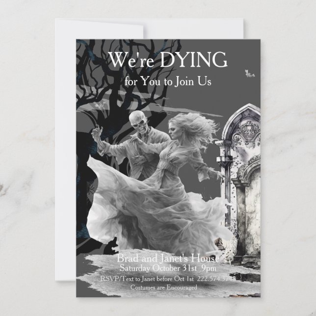 Invitation Halloween Skeletal Couple Costume Party (Devant)