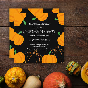 Invitation Halloween Soirée Citrouille de Cartouche orange et