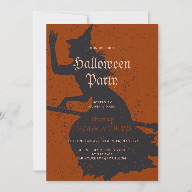 Invitation Halloween Sorcière magique Trick ou Treat Grunge (Devant)