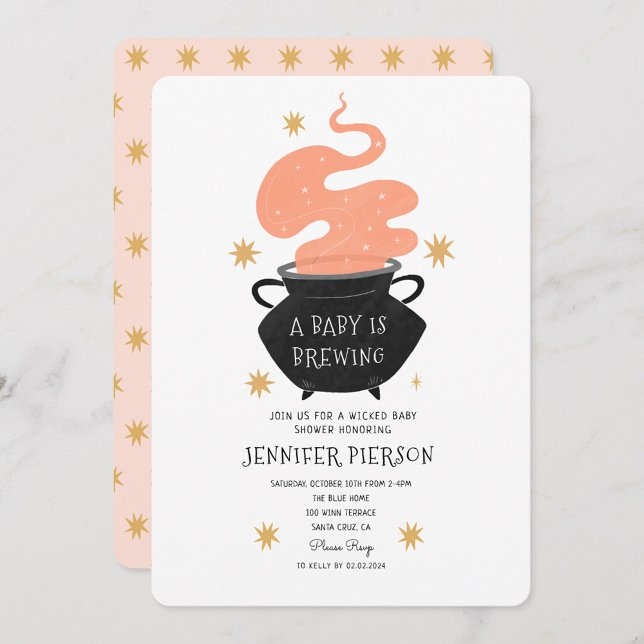 Invitation Halloween sorcière Un bébé brasse du Baby shower (Créateur téléchargé)