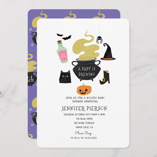 Invitation Halloween sorcière Un bébé brasse du Baby shower (Créateur téléchargé)