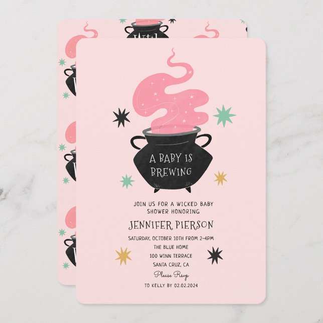 Invitation Halloween sorcière Un bébé brasse du Baby shower (Créateur téléchargé)