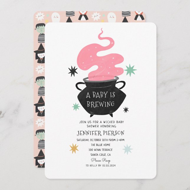 Invitation Halloween sorcière Un bébé brasse du Baby shower (Créateur téléchargé)