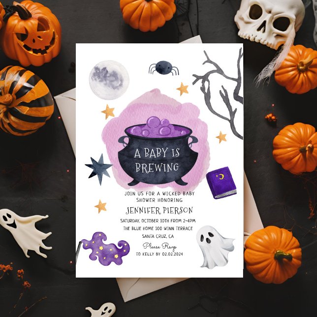 Invitation Halloween sorcière Un bébé brasse du Baby shower (Créateur téléchargé)