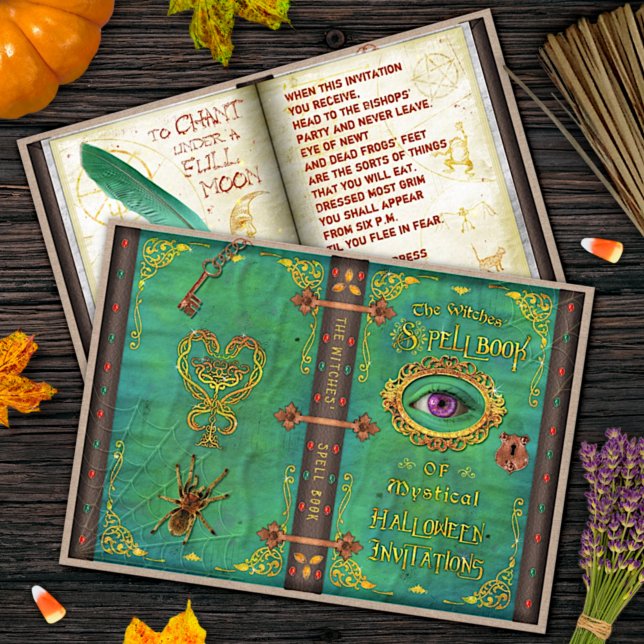 Invitation Halloween sorcières magique sort livre Eyeball fêt (Créateur téléchargé)