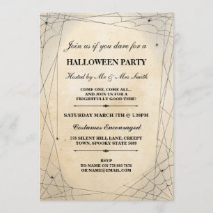 Invitation Halloween Spider Black Gothic Frame Party Invitati