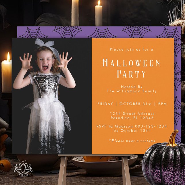 Invitation Halloween Spider Web Modern Simple Party Photo (Créateur téléchargé)