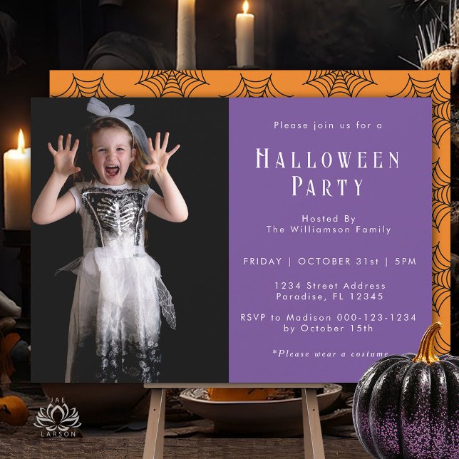 Invitation Halloween Spider Web Modern Simple Party Photo (Créateur téléchargé)