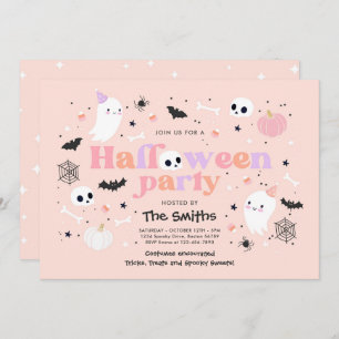 Invitation Halloween Spooktaculaire Parti mignon Fantôme rose