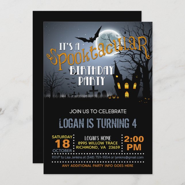 Invitation Halloween Spooktacular Anniversaire Fête Invitatio (Devant / Derrière)