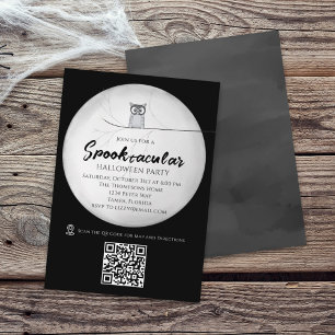 Invitation Halloween Spooktacular Chouette Éffrayante QR Code