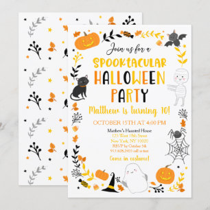 Invitation Halloween Spooktacular Ghost Citrouille Anniversai