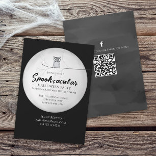 Invitation Halloween Spooktacular Owl QR Code Social Media