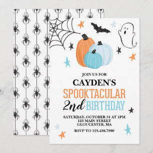 Invitation Halloween Spooktacular turquoise orange Anniversai