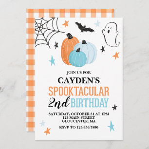 Invitation Halloween Spooktacular turquoise orange Anniversai