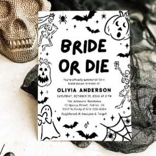 Invitation Halloween squelette Fête des mariées fantôme